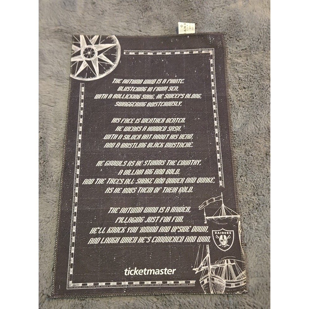 Las Vegas Raiders Rally Towel The Autumn Wind Poem Ticketmaster Season Gift